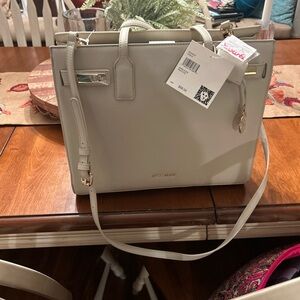 Calvin Klein Gray Shoulder Bag with Gold Accents